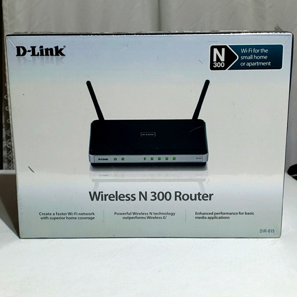 D-Link Wireless N 300 Router DIR-615 Brand New In Box. Never Opened.